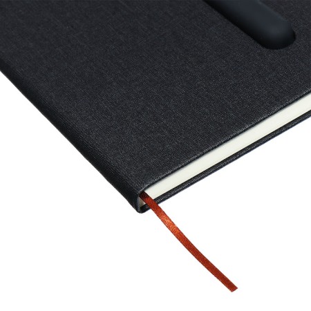 Leduced Diary A5, 96l, Lin, Holder for phone/tablet/handles, black-3