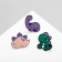 Set of icons (3 pcs.) "Dinosaurus", colored in ferrous metal
