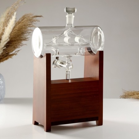 Mini -bar of a barrel, on a stand, 2 people, skeleton - 1300 ml, 330 ml, 10.5 x 23 x 36 cm-5