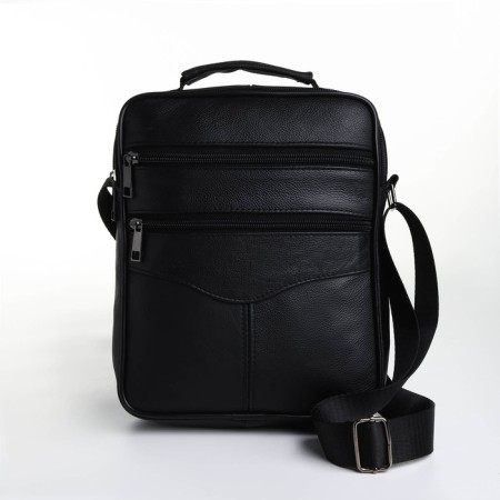 Male bag on lightning, long belt, black color-1