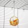 The hay feeder is a metal sphere, 8 x 8 x 15 cm