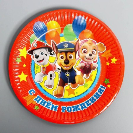 Paper plate "Happy Birthday!", 18 cm, puppy patrol-1