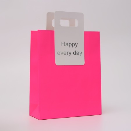 Gift package with a cut handle 26 x 32 x 10 cm, fuchsia