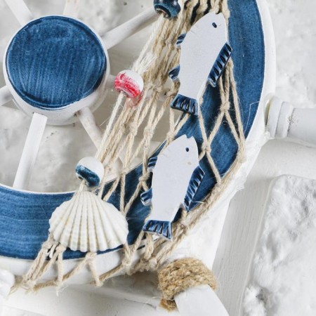 Interior decor "helm" on the wall, white-blue, 23 x 23 x 1.5 cm-2