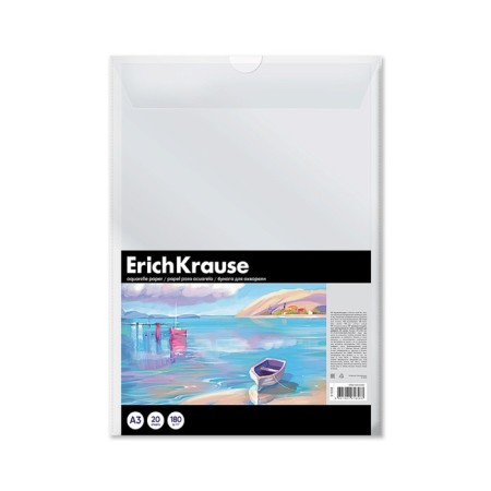 A3 watercolor paper, 20 sheets, block 180 g/m², Erichkrause "Art Spirit", 100% whiteness, in a plastic folder