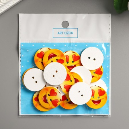 Button decorative tree "Smile in love" 2.5x2.5 cm-5