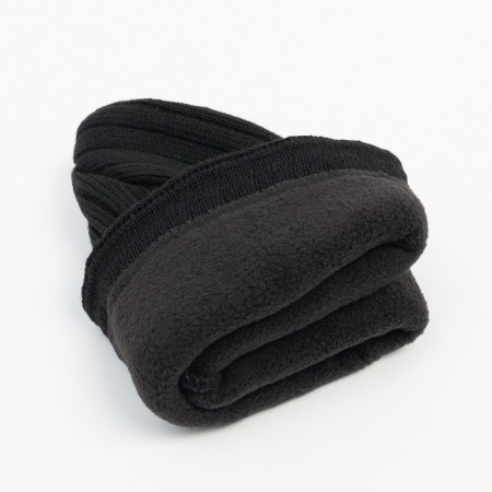 Men's hat with fleece lining, color black mix, size 56-58-5