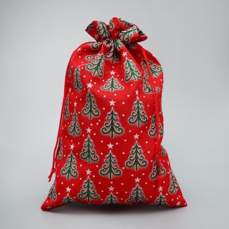 Bag gift canvas "Good in the New Year", Christmas trees, 20 x 30 cm +/- 1.5 cm, New Year-1
