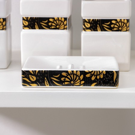 A set of accessories for the bathroom "Sunflower", 4 items (meter 350 ml, soap dish, 2 glasses), white color-1