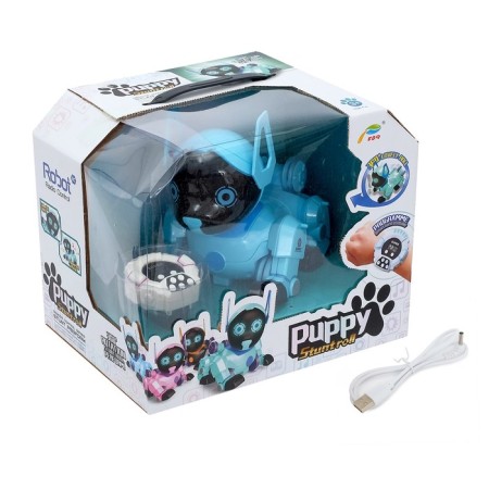 Robot Dog "Pappy", with programming, on the control panel, interactive: sound, light, on the battery, blue-5