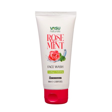 Vasu face washing gel with rose and mint, 60 ml