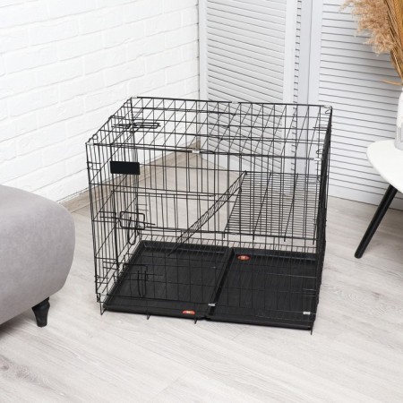 A cell for dogs and cats, a two -tier 70 x 50 x 60 cm, black-3