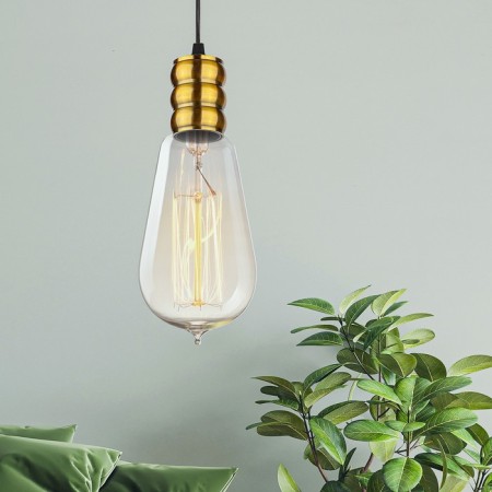 Lamp E27, wire 1 m, color copper