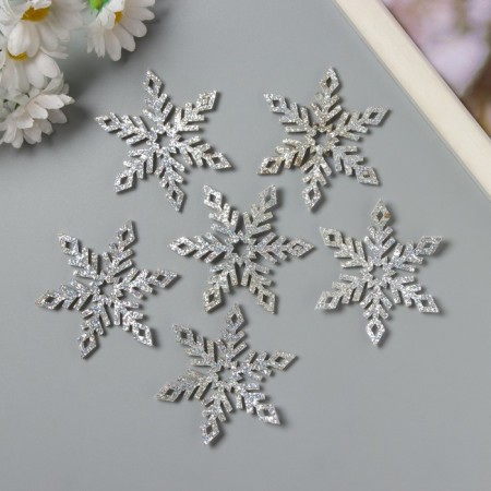 Decor for the creativity of the felt "Snowflake" holography 6x6 cm-2