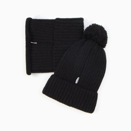 Kit for children (hat, snood), black color, size 52-54-3