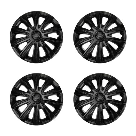 Wheel caps R14 "Profi", Black Gloss Carbon, Set 4 pcs