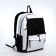 Youth backpack from textiles, 6 pockets, white/black color