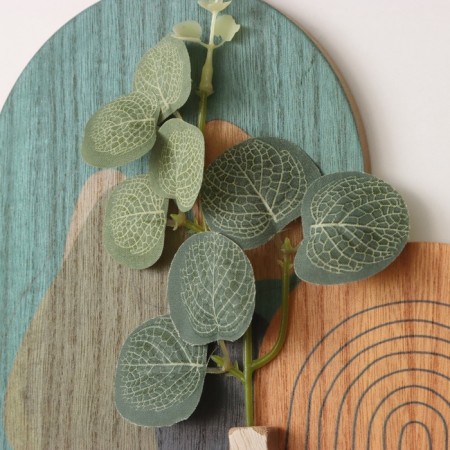 Decorative wood hooks "Abstraction. Eucalyptus in a vase" 1.5x19.2x23.3 cm-2