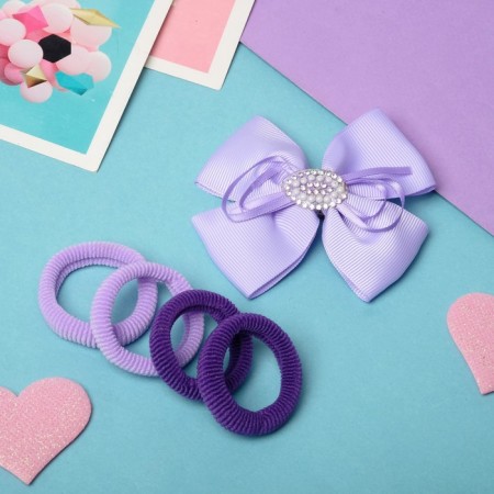 Hair set "Christie" (1 clamp, 4 elastic bands) lilac-1