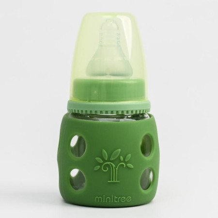 A bottle in a silicone case, glass, classic throat, +0 months, 60ml., Mix color for a boy-2