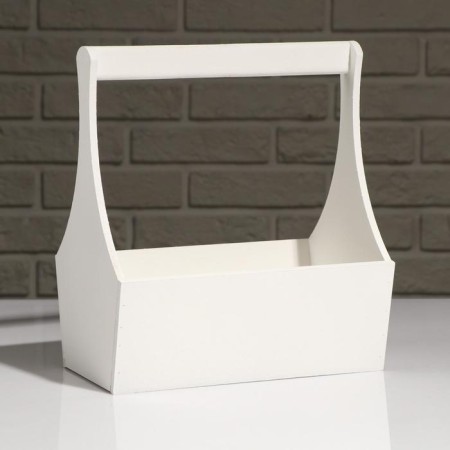 Wooden Kashpo "Willian Long", with a pen, white, 25 × 12.5 × 10 (28) cm-2