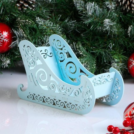 New Year. Wooden Kashpo, 23 × 10 × 14 cm "Sanka", gift packaging, blue pastel