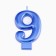 Candle for the Cake "European Giant", a number 9, 7 cm, blue metallic