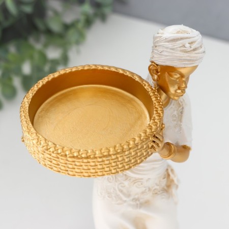 Souvenir Polystone Sight African D-5.8 cm, white with gold 7.5x8.7x25.2 cm-7