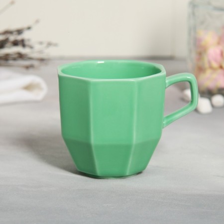 Tea couple ceramic "lavender", mug 200 ml, saucer 13 cm, green color-5