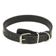 Collar of double-sewn leather, Osh 46-58 x 2.5 cm, mix of flowers
