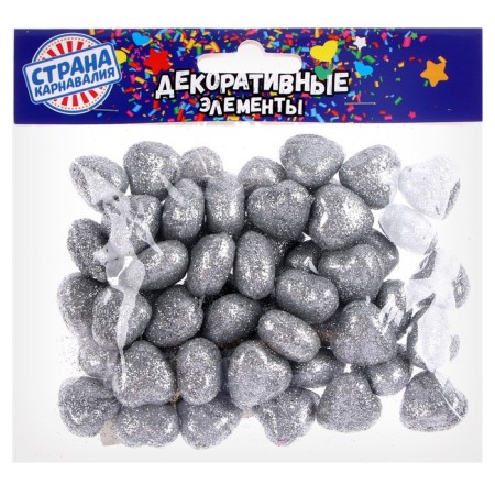 Figure for crafts and decor "Heart", set of 50 pcs., Size 1 pc. 1.5 × 1.5 × 0.5 cm, silver color-2