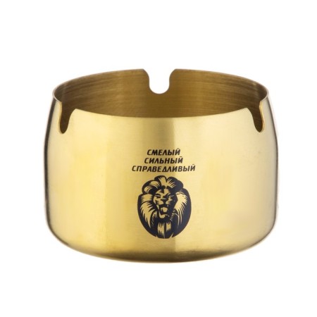 Stainless steel ashtray "brave, strong, fair", 8 x 5 cm, gold-1