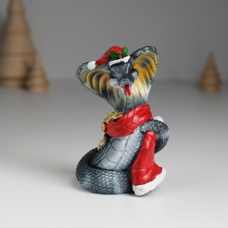 Polystone souvenir "Dark snake in a red hat and scarf with coins" MIX 6.2x4.7x9 cm-1