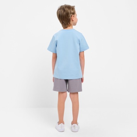 Set for a boy (T-shirt, shorts) minku color-blue/gray, height 122-2
