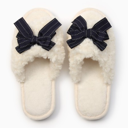 Women's slippers with an open nose, size 36-37, blue bow-12