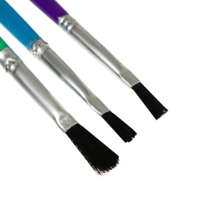 A set of brushes nylon, 3 pieces, flat, with plastic, colored handles-9