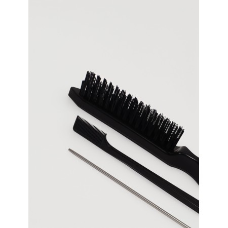 Set of comb, 3 objects: brush, with a tail, mini - brush, black color-3