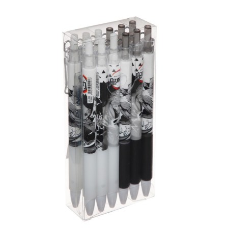 Automatic black gel handle "anime", with a rubber holder, black and white case, mix-4
