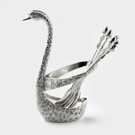 Set of spoons on the stand Magistro "Silver Swan", 7.5 × 5 × 14 cm, silver color-6
