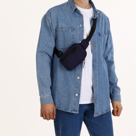 Slong bag from textiles, blue color-4