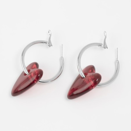 Серьги-кольца «Сердца» розовый в серебре-2