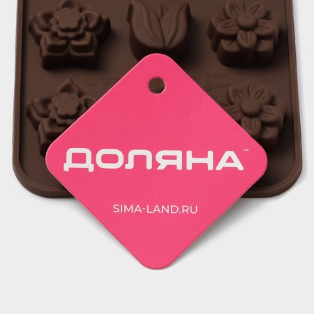 Form for chocolate “Polyana”, silicone, 20.5 × 10.5 × 1.5 cm, 15 cells (2.3 × 2.3 cm), brown color-8