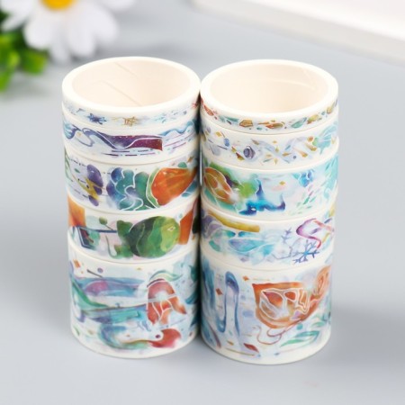 Glue tape Paper "Magic dream" set 10 pcs width. 0.5/1/1.5/3 cm dl. 2 m