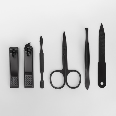 Manicure set, 6 items, in case, black/red color-1