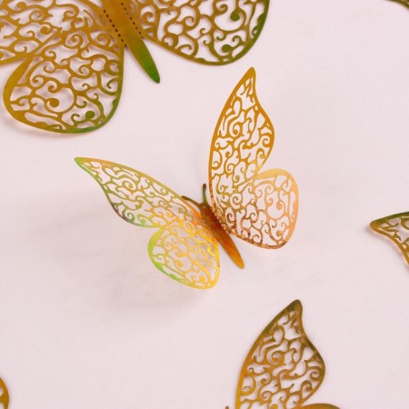 Set for decorating "Butterflies", 12 pieces, holography, color gold-1