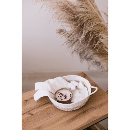 Basket for storage ladled handmade LadOOM "Visavi", cotton, with handles, 34 × 24 × 7 cm, beige color-9
