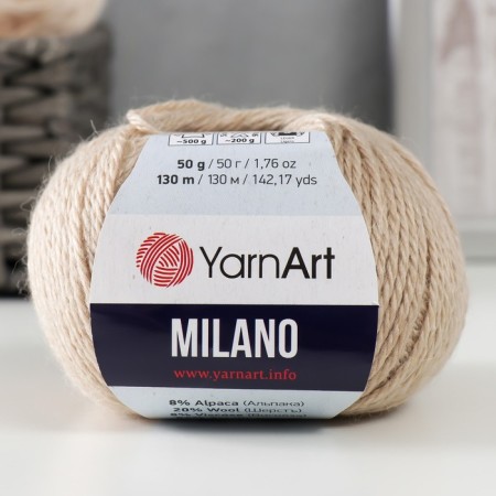 Yarn "Milano" 8%alpaca, 20%wool, 8%viscose, 64%acrylic 130m/50g (854 river pearls)
