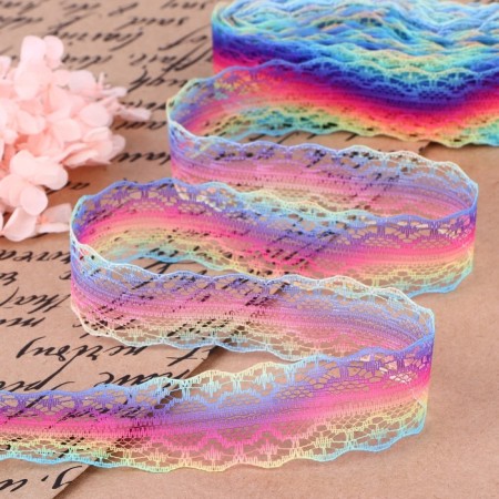 Lace kapron "Rainbow Wave", 28 mm × 10 ± 1 m, color multi -colored # 3-2