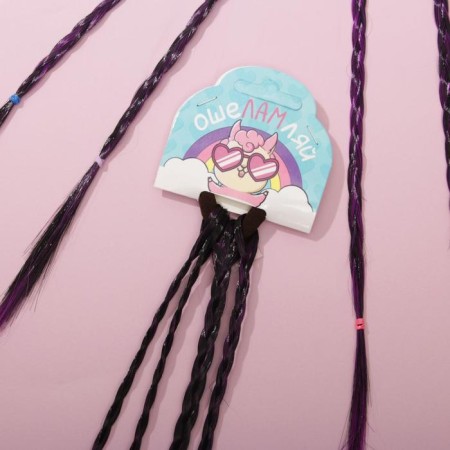 Hair elastic bands, children's, colored braids "Oblame", D = 4 cm.-1