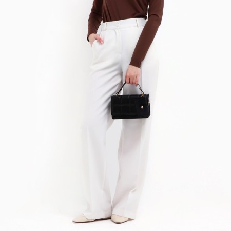Women's bag on a valve, with a wallet, 20x12x7 cm, black color-1